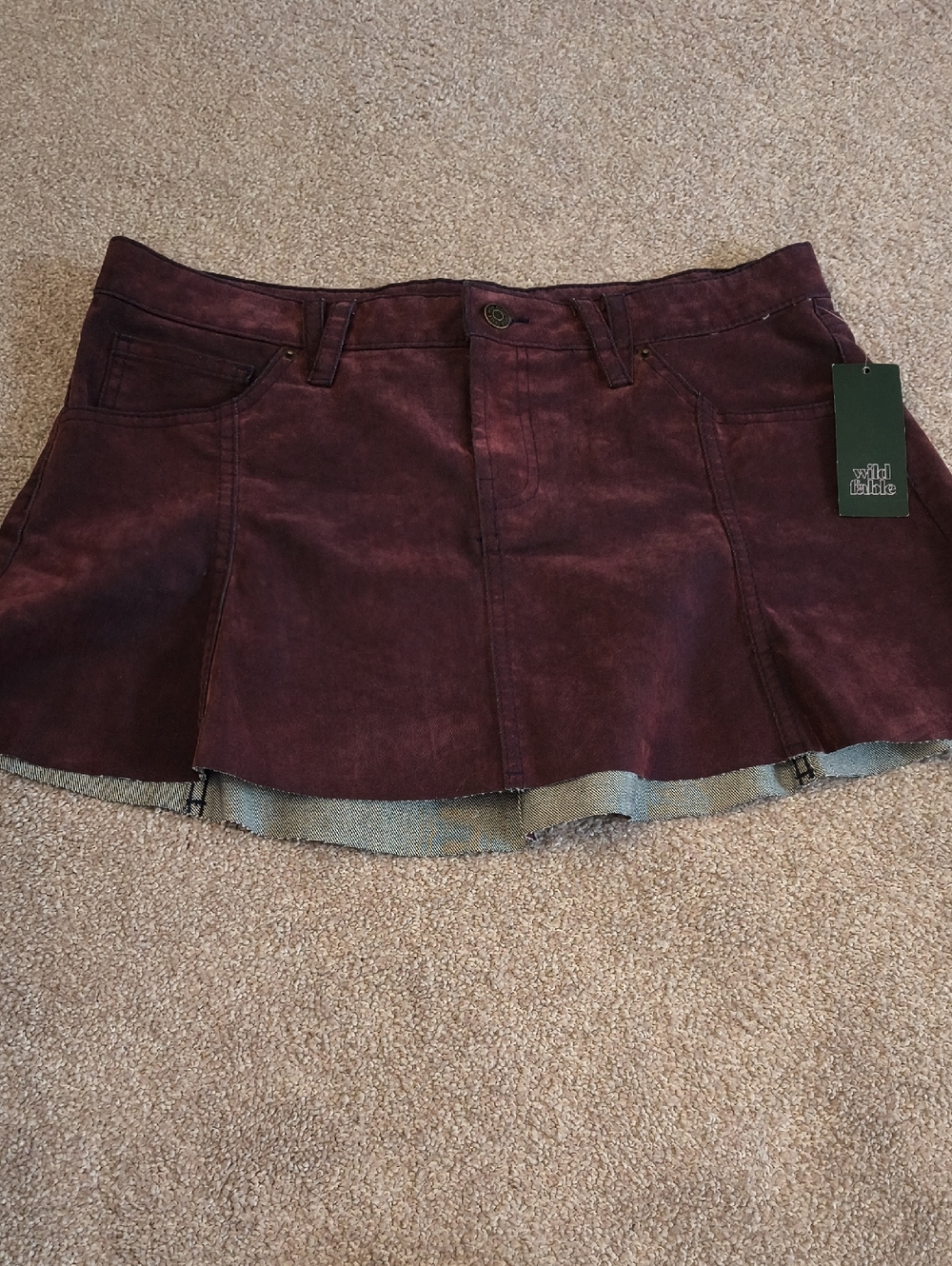 NWT wild fable Burgundy Mini Skirt Denim-like Fabric 8